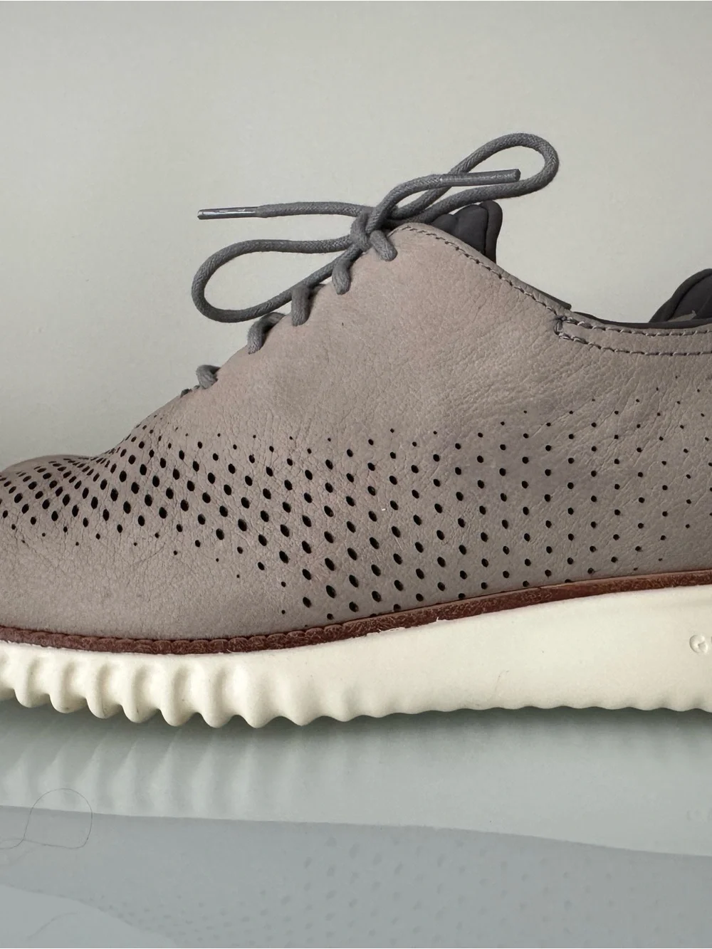 Men's Cole Han 20 GRAND Suede Perforated Lace-Up Shoes - Grey